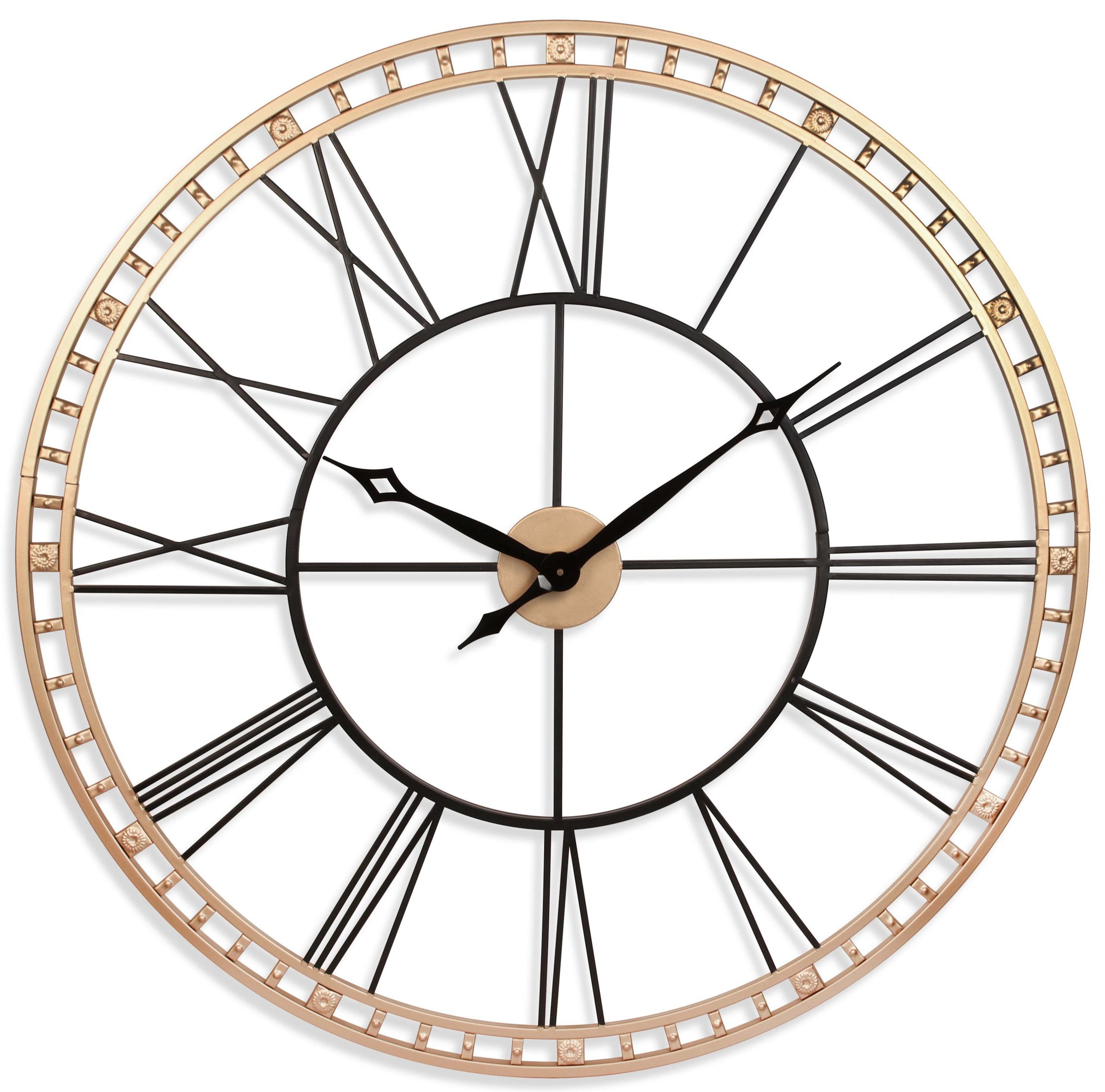 Infinity Instruments The Tower XXL Black and Gold Round Wall Clock