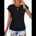 thumbnail image 2 of Camiseta de Corta con Cuello Redondo y Fruncido para Mujer, Color Negro, Talla M, 2 of 8