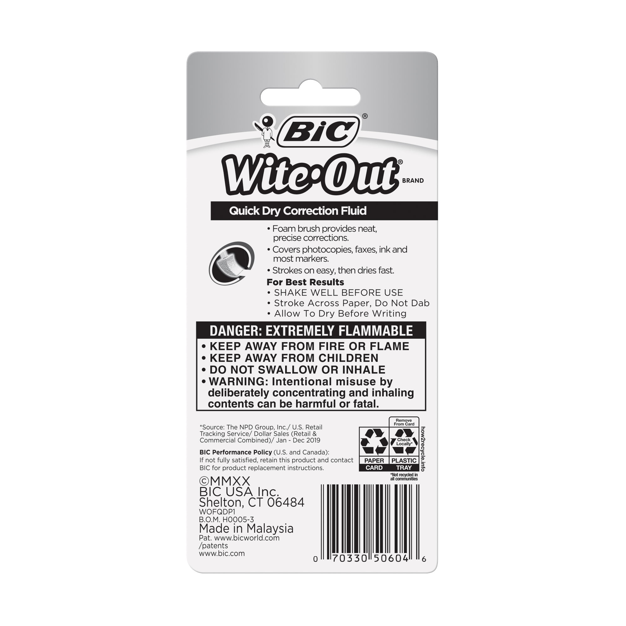 BIC Wite-Out Quick Dry Correction Fluid, .7 fl oz, 0.7 liq ounce