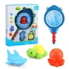 Outgeek Baby Bath Toy Set Ocean Animal Water Squirter Fishing Net Bath Floating Toy Bathtub Toy Shower Toy Christmas Gift Toy for Baby Kids Boys Girls