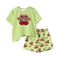 thumbnail image 4 of Cethrio Girls Summer Outfit Sets 2 Piece, Crew Neck Soft Short Sleeve Kids' Clothing Sets Green Size 9-10 T, 4 of 5
