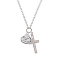 thumbnail image 2 of Delight Jewelry Silvertone Keep Calm and Travel On I Have Plans for You Engraved Cross Zoey Necklace, 28", 2 of 4