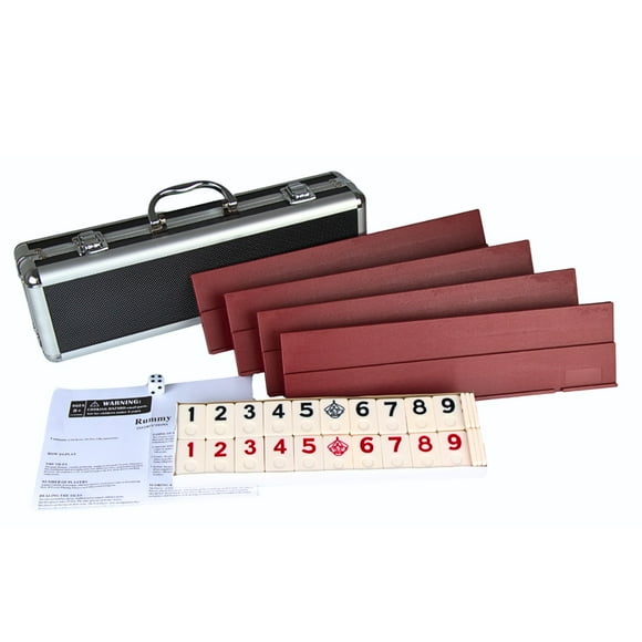 Tradeopia Travel Rummy Game Set, Includes 4 Sturdy Racks, and a Carrying Case, 106 Tiles Rummy
