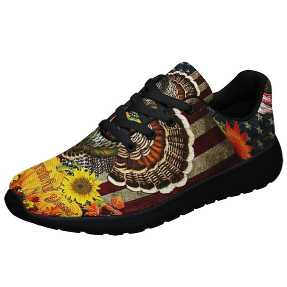 Turkey Thanksgiving America Shoes Sneakers for Women Men Black Size 3.5