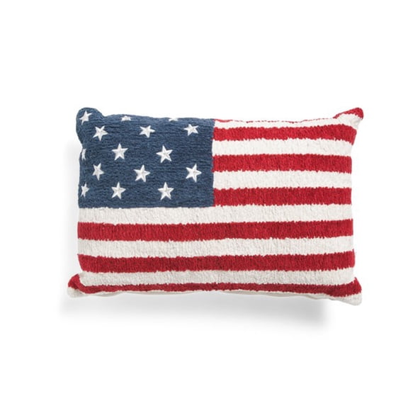 Homellea Patriotic American Flag Throw Pillow, 14 x 22 Inch Knitted Stars and Stripes Lumbar Cushion with Soft Velvet Back for Couch, Sofa, Bed, Chair, 4th of July and Memorial Day Decor