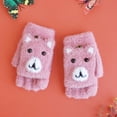 thumbnail image 1 of Children Winter Warm Casual Knit Cute Pattern Mittens Plus Velvet Flip Fingerless Multifunction Glove, 1 of 5