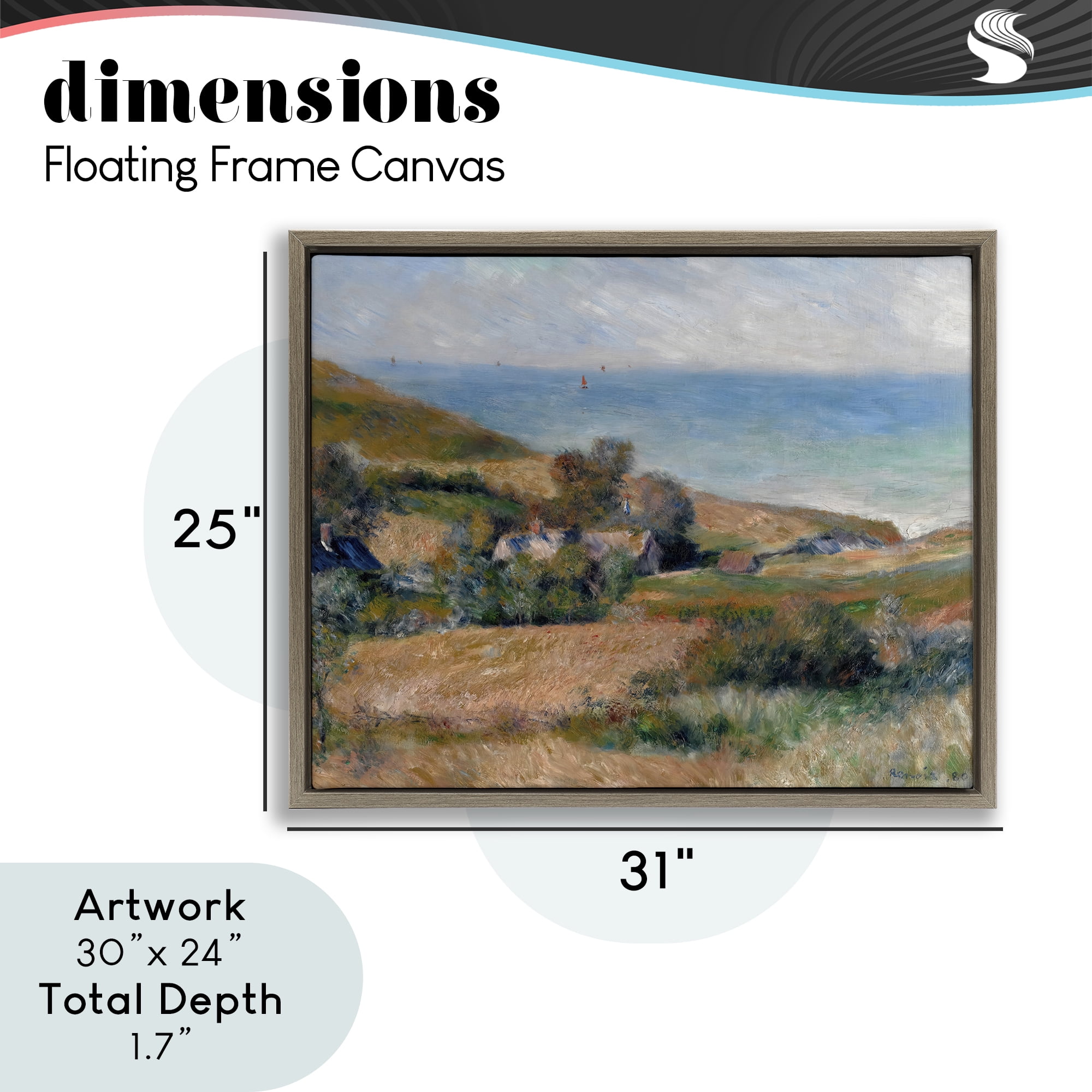 View Of The Seacoast Renoir Brown Framed Floater Canvas Wall Art, design by Pierre-Auguste Renoir