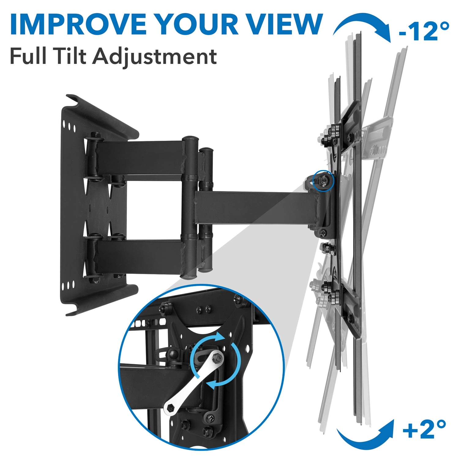 Mount-It! Full Motion TV Wall Mount with Swivel and Tilt, Fits 40" to 80" Screens, 132 lbs. Capacity
