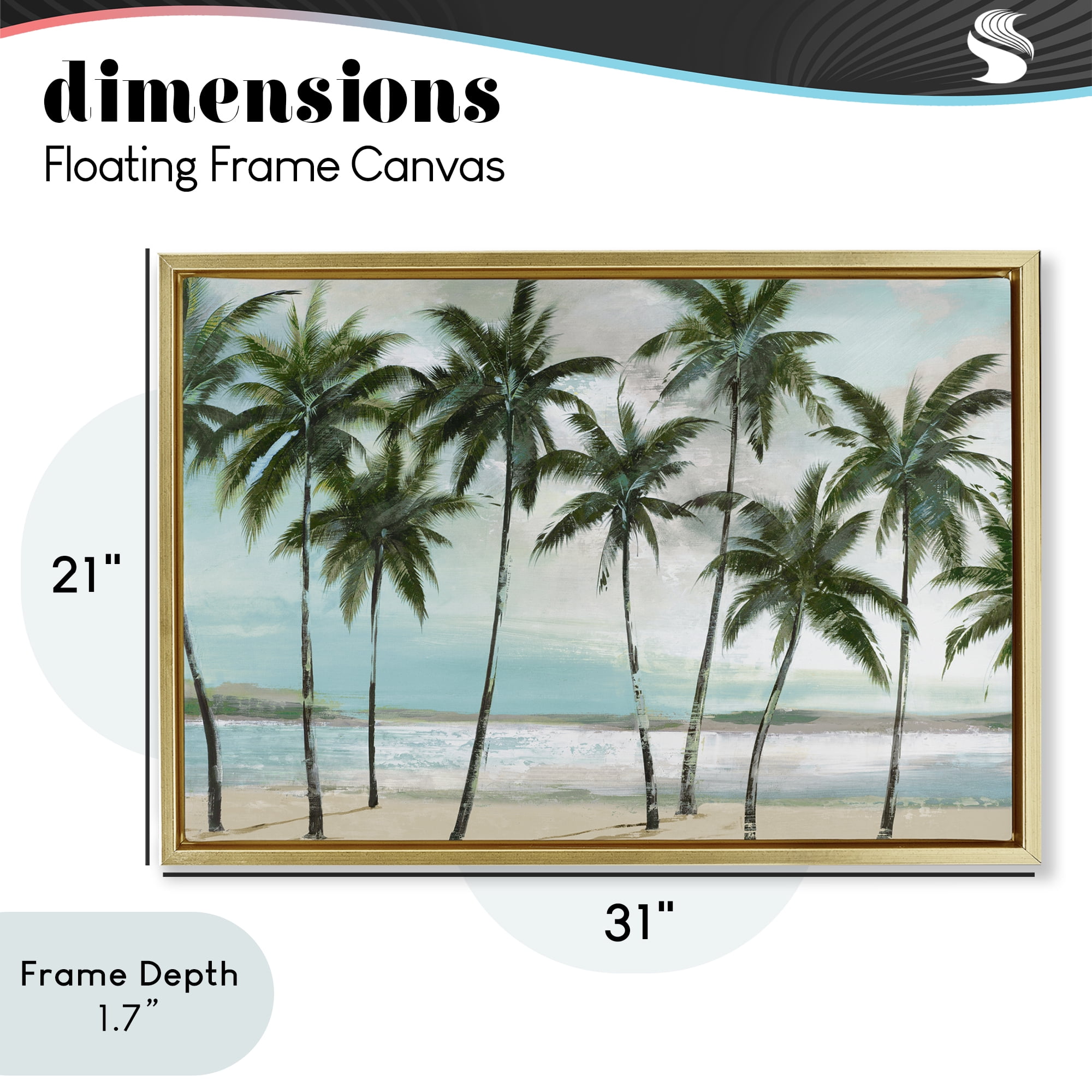 Stupell Industries Palms in A Row Coastal Gold Framed Floater Canvas Wall Art, design by Lorenzo Collective