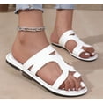 thumbnail image 6 of Domuza Women's Wide Width Strappy Flat Sandals 2026 Summer Fashion Open Toe Solid Color Lightweight Beach Vacation Outdoor Walking Footwear White 9（EU-42）, 6 of 6