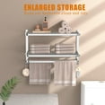 thumbnail image 4 of NICETAKU 23inch 3-Tier Towel Racks for Bathroom with Shelf, Multilayer Hotel Towel Holder with Hooks, Stainless Steel Wall-Mounted Brushed Finish Towel Bars, Silver, 4 of 4