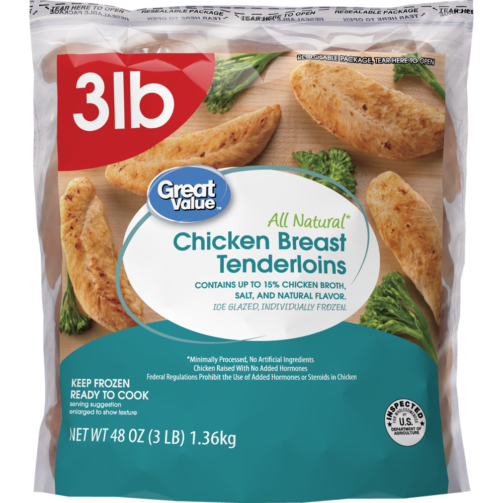 Great Value Chicken Breast Tenderloins, 3 lb. (Frozen)