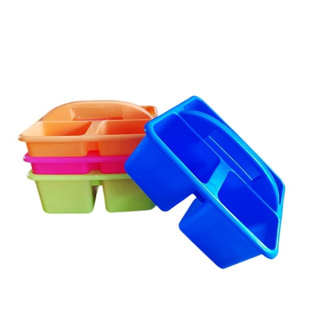 Cesta de plástico para escritorio, caja de almacenamiento portátil con combinaciones, material hecho a mano para niños, herramientas, cesta de papelería