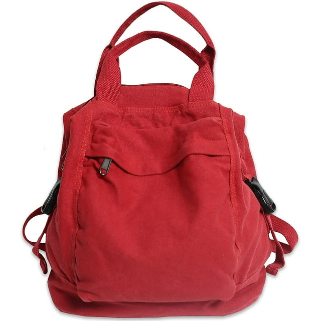 Mochila de lona pequeña para mujeres y niñas, bonita mochila estética Rojo -