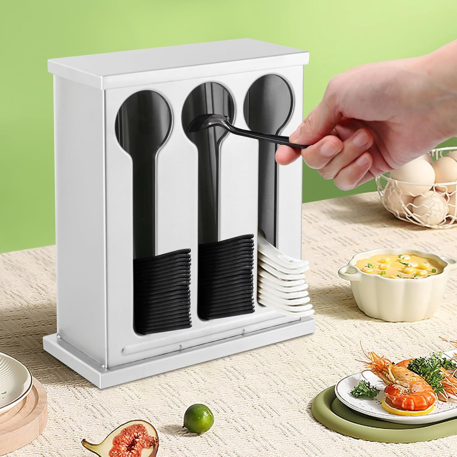 Utensil Dispenser for Knife Spoons and Forks 3 Compartment Stainless Cutlery Silverware Organizer Utensil Holder Party Forks Spoons Dispenser for Party Wedding