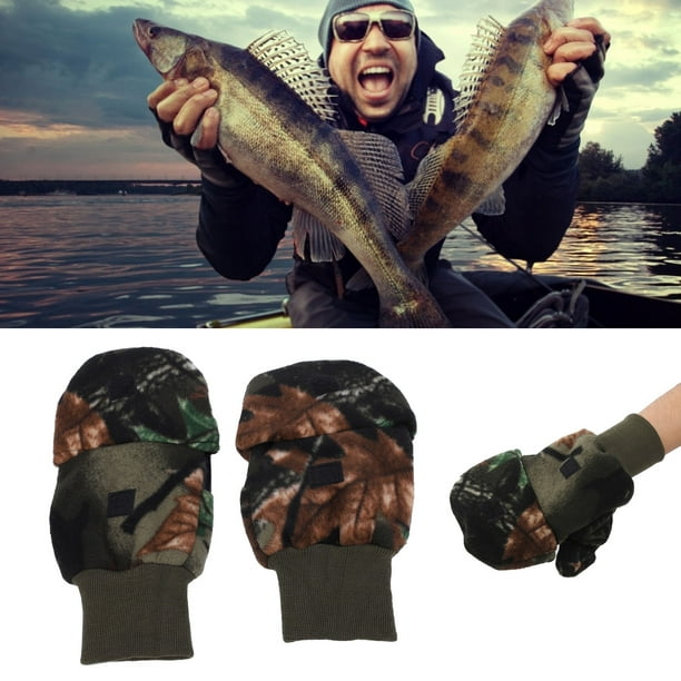 Fishing Gloves, Thicken Wear Resistant Fully Protective Winter Warm Gloves  Flannel For Cold Weather