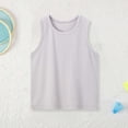 thumbnail image 4 of Girls’ Knit Grey Tank Top for Summer Supersoft Pure Breathable Blend Quick Dry Kids Athletic Shirts Sports Dance Workout Tops 5-6 Years, 4 of 5