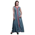thumbnail image 1 of Bimba Robe Anarkali à Col Mandarin Imprimée Shibori Indigo Blue2 pour Femme, Kurta Ethnique Indienne, Grande, 1 of 6