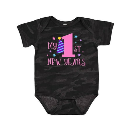

Inktastic My 1st New Years with Party Hat and Stars Gift Baby Girl Bodysuit