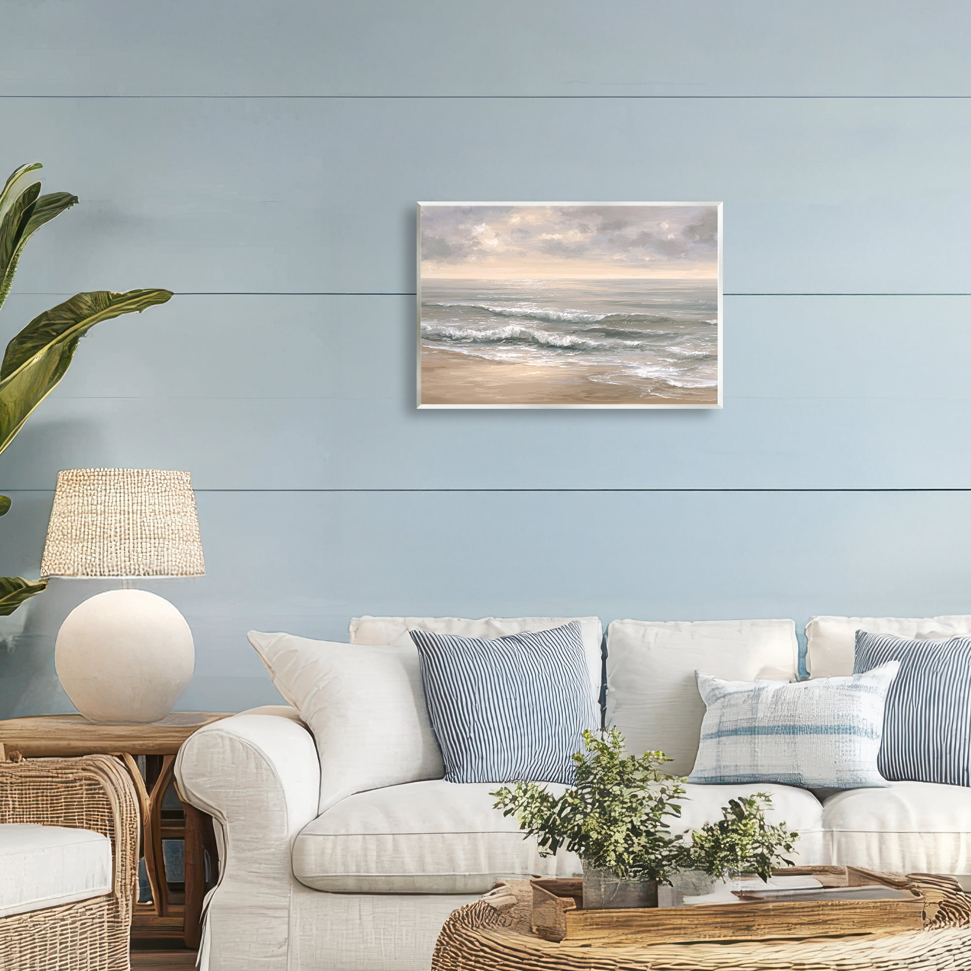 Stupell Industries Soft Rolling Beach Waves Wall Plaque Art, design by Jacky Ngan