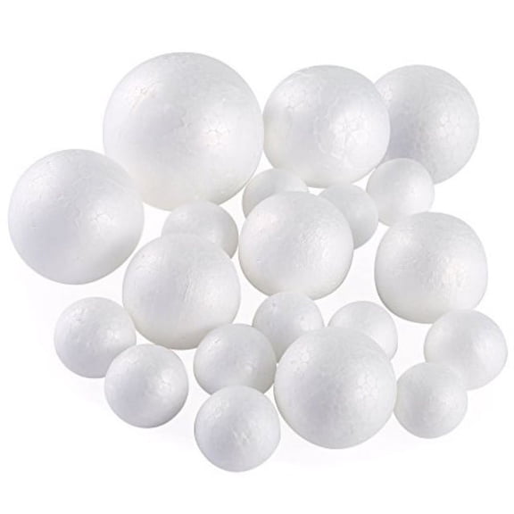 pllieay 20 pieces 5 sizes white foam balls polystyrene craft balls art decoration styrofoam balls for art, craft, household, school projects and christmas decorations