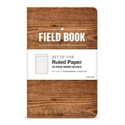 Elan Publishing Company Field Notebook / Pocket Journal - 3.5x5.5 - Wood Pattern - Lined Memo Book - Pack of 5 - ELAN-FN-003G