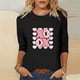 thumbnail image 4 of RKSTN Valentine's Gifts Women's 3/4 Sleeve T Shirts Top Oversized Crewneck Valentines Graphic Print Short Sleeve Shirt Womens Casual Solid Round Neck Loose Three Quarter Sleeve Shirt Spring Clothes, 4 of 7