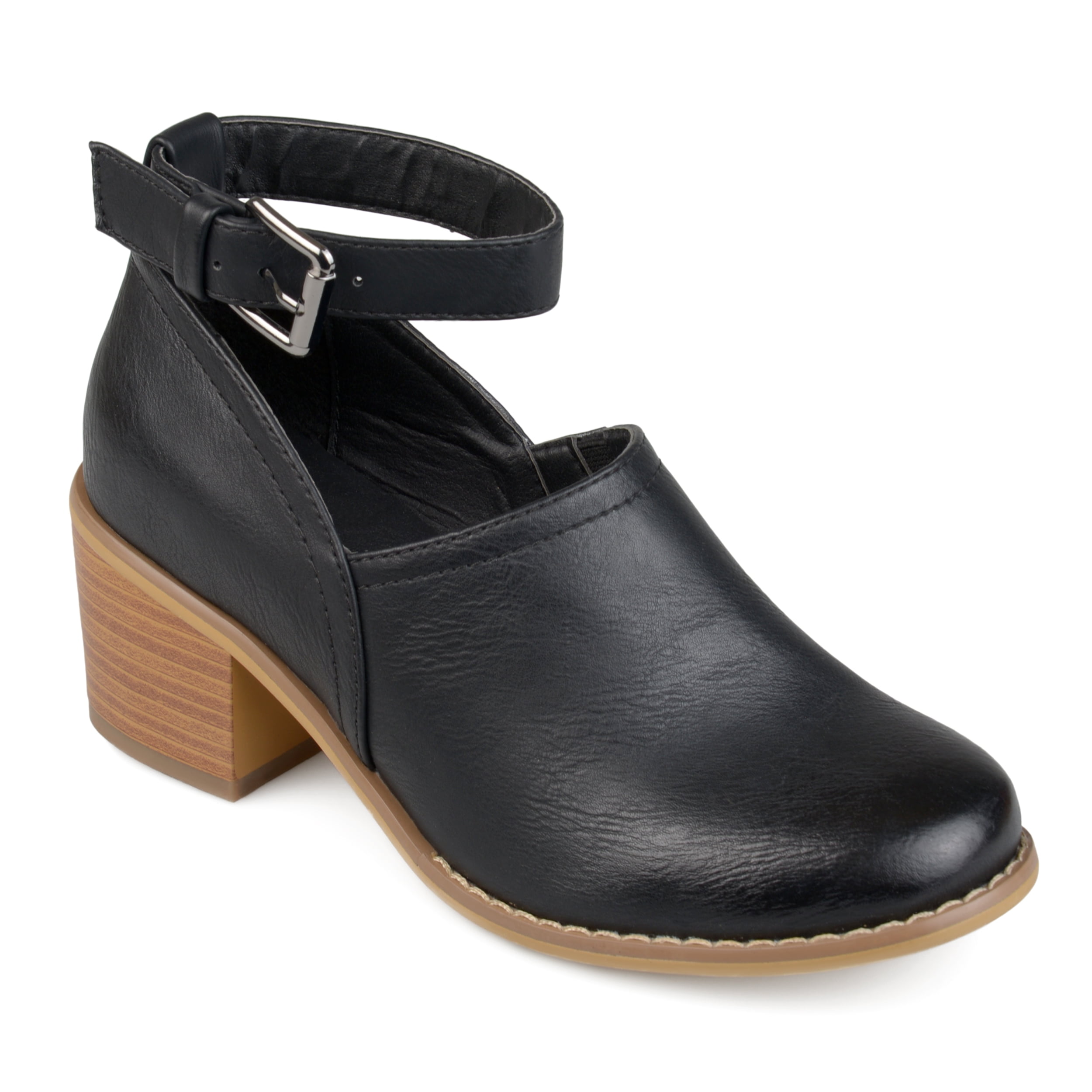 leather clogs with strap