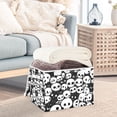 thumbnail image 5 of Foldable Fabric Storage Bin With Handle Collapsible Basket Box Storage With Lid Organizer Black White Color Skulls, 5 of 7