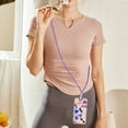 thumbnail image 4 of Flower Pattern Case for iPhone 14 Plus, Detachable Shoulder Strap Lanyard Crossbody Slim Lightweight Cover with Soft Silicone Shockproof Drop Resistant Case for iPhone 14 Plus,Purple Begonia, 4 of 7