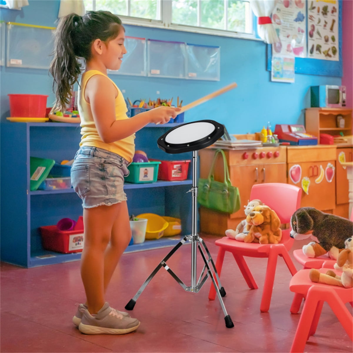 30 Notes Percussion Glockenspiel Adjustable Stand 23in-38in 22.5x14.5in Surface 10.8lbs Aluminum Bells 2.5 Octave Range Beginner Practice Kit Mallets Drumsticks 8in Pad Music Stand Carrying Bag