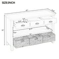 thumbnail image 2 of 47" Retro Console Table with 3 Storage Drawers, Entryway Table with 3 Water Hyacinth Woven Baskets and Shelf, Wooden Buffet Cabinet for Entryway Hallway Living Room, Navy, 2 of 9
