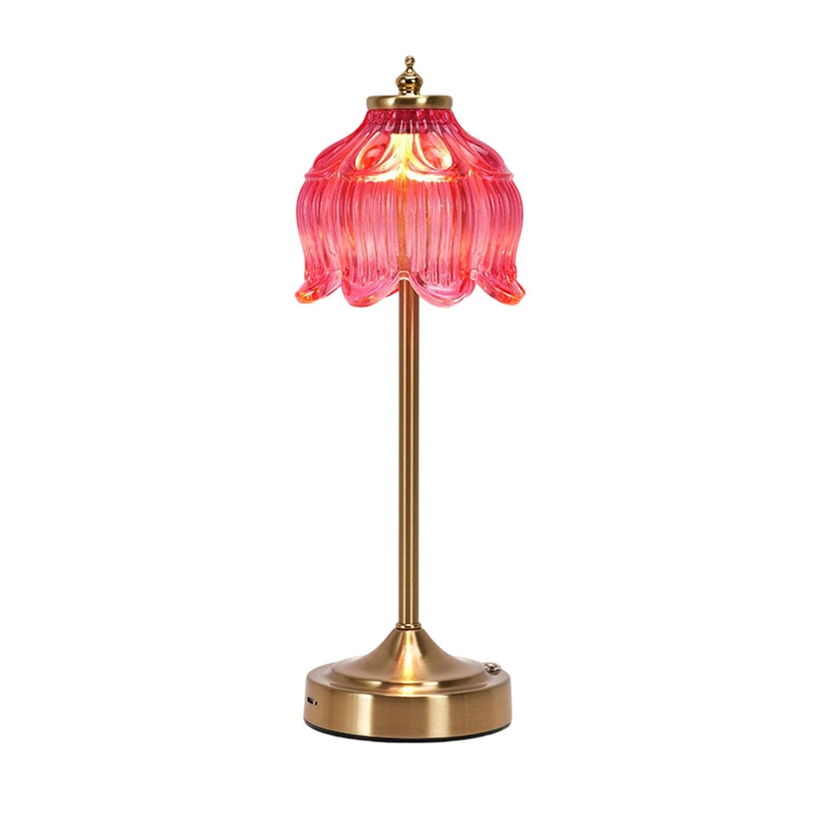 Table Lamp for Bedroom Featuring Glass Shade and Gold Metal Base Vintage Table Lamp with Warm Glow for Reading and Nightstand Elegant Mother s Day Gift Small Table Lamp 1 Pc
