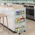 thumbnail image 2 of Oumilen Slim Rolling Storage Cart, 3 Tier Bathroom Organizer, Shelving Utility Cart, Green, 2 of 7