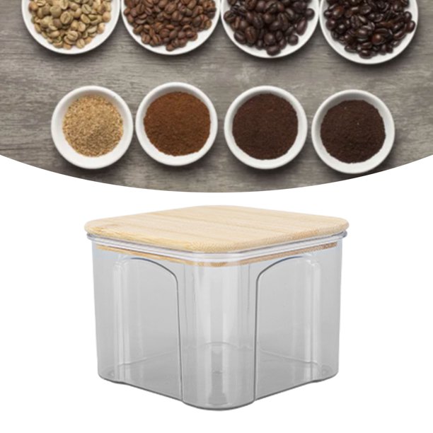 Tarro De Almacenamiento De Alimentos, Recipiente Transparente Seguro Para Almacenamiento De Alimentos Con Tapa De Bambú Para Cocina, Cereales, Granos De Café, Azúcar