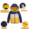 thumbnail image 2 of Kids Down Jacket Boys Padded Coats Hooded Outerwear Warm Lightweight Color Matching Overcoat, 2 of 6