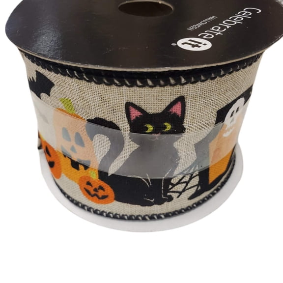 Wired Ribbon Celebrate It 2.5 in X 20 Feet Halloween Cat