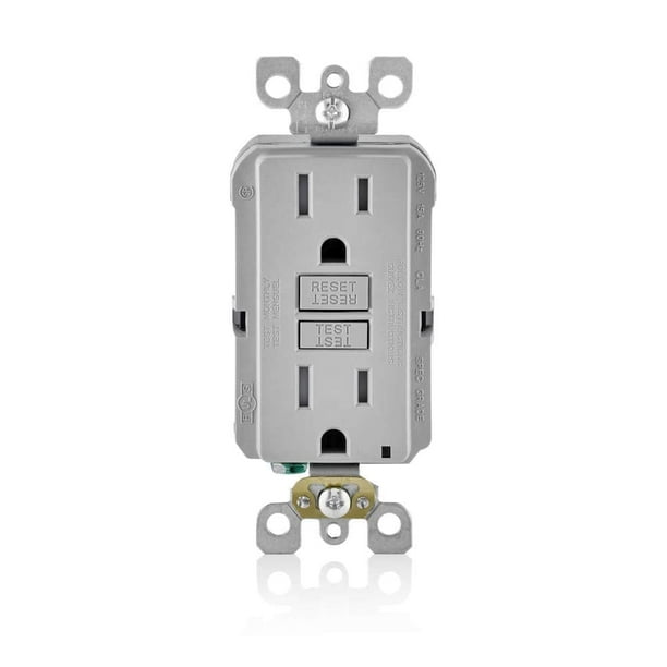 Salida GFCI de Leviton, 15 A, 125 V, policarbonato dúplex, color gris