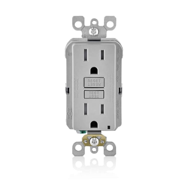 Salida GFCI de Leviton, 15 A, 125 V, policarbonato dúplex, color gris