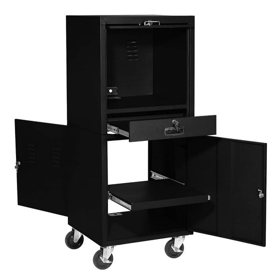 Global Industrial Mobile Computer Cabinet Black Unassembled