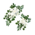 thumbnail image 2 of 2 piezas de arco de flores para boda, arreglo floral con hojas verdes decorativas Blanco, 2 of 9