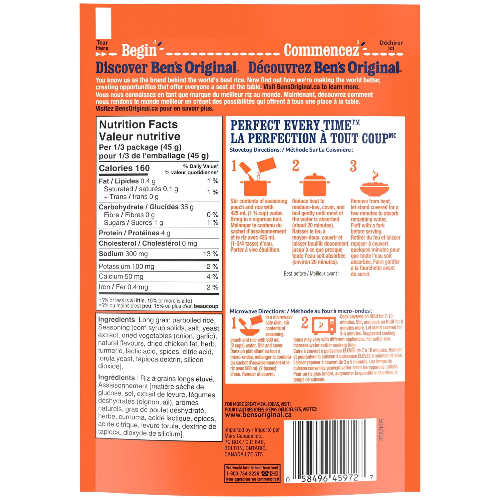 BEN'S ORIGINAL FAST & FANCY Country Chicken Flavour Rice, 132g Pouch, Perfect Every Time™