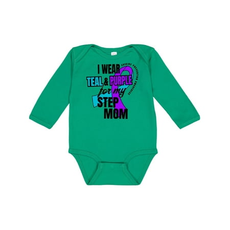 

Inktastic Suicide Prevention I Wear Teal and Purple for My Step Mom Gift Baby Boy or Baby Girl Long Sleeve Bodysuit