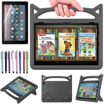For Amazon Fire HD 10 / Fire HD 10 Plus (11th Generation, 2021 Released) Case with Screen Protector and Stylus, EpicGadget EVA Foam Lightweight Shockproof Handle Kickstand Kids Friendly Cover (Black)