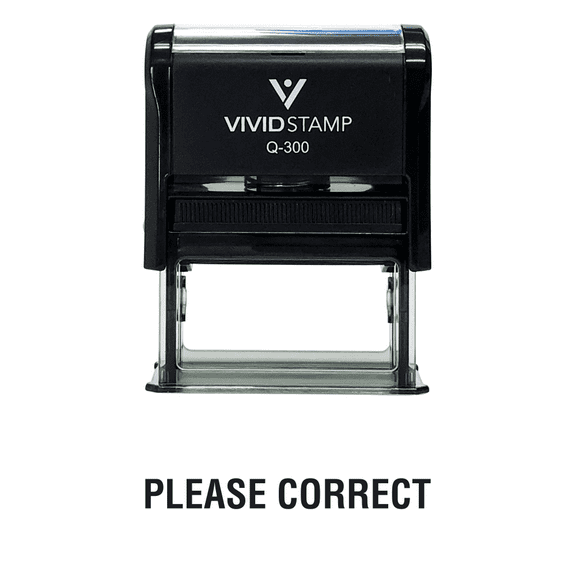 Vivid Stamp Please Correct Rubber Stamp (Black Ink) - Large