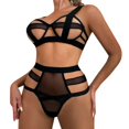 thumbnail image 1 of Gibobby Conjunto de lencería de encaje Bragas de satén para mujer, sexy, con costuras de cinta, sin espalda, lencería erótica(Negro, XG), 1 of 5
