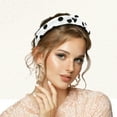 thumbnail image 2 of Unique Bargains Polka Dot Headband, Knotted Headband for Women Top Knot Elastic Hairband Non-Slip Wide Hair Hoop White, 2 of 7