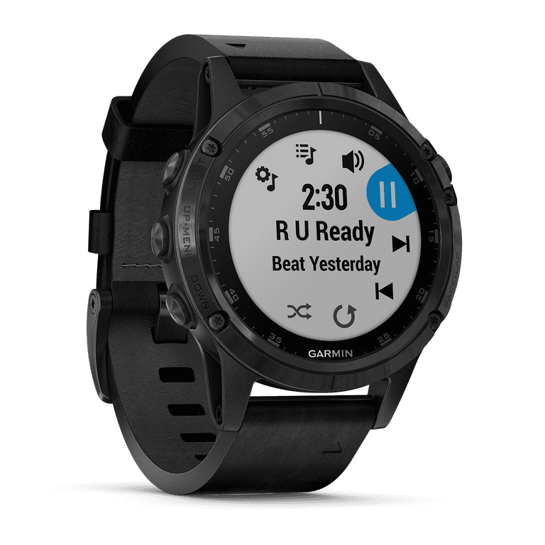 Fenix 5 Plus Sapphire, Black with black leather band