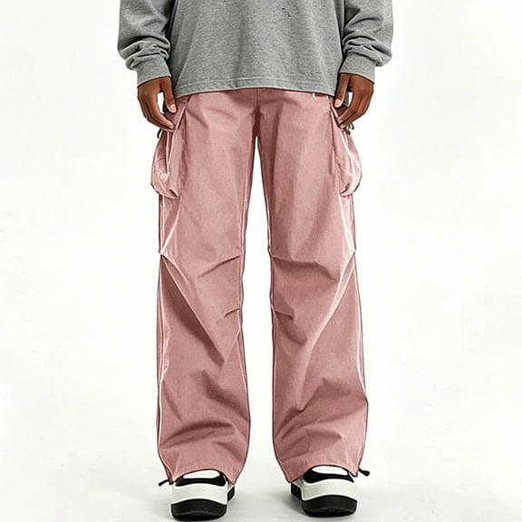 Men Wide Leg Cargo Jogger Pants Multi Storage Pockets Breathable Sports Workout Pants S-XXL