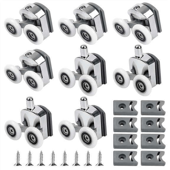 New Arrivals Curved Shower Door Rollers, 8Pcs Glass Replacement Wheels, for Bathroom